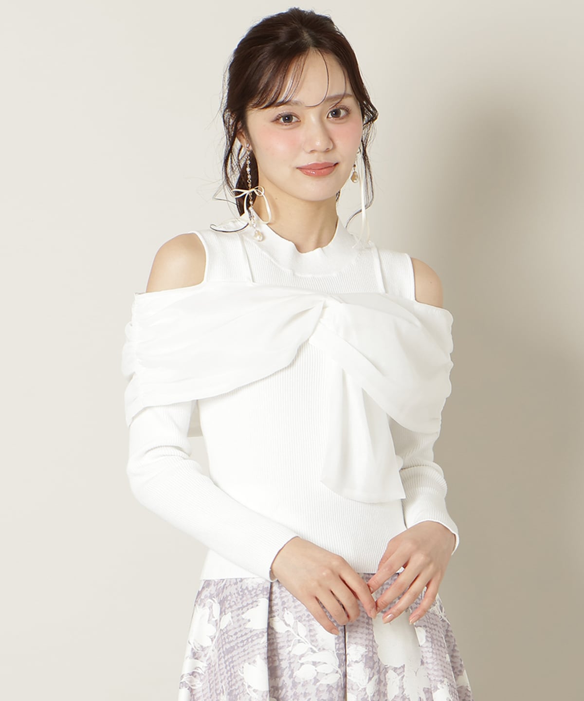 リボンビスチェドッキングリブニット