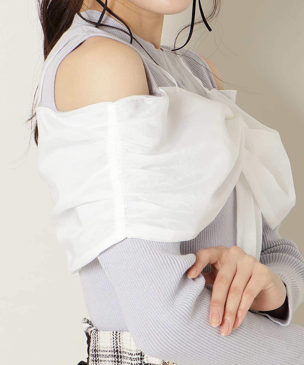 リボンビスチェドッキングリブニット