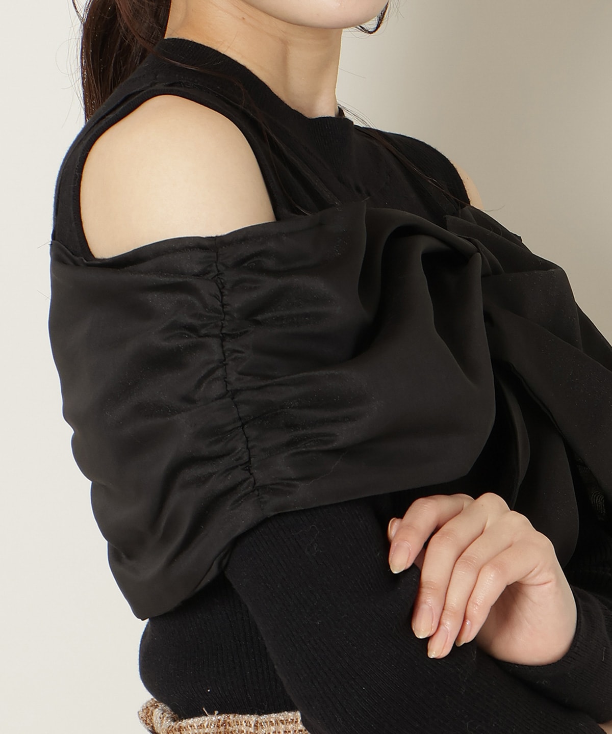 リボンビスチェドッキングリブニット