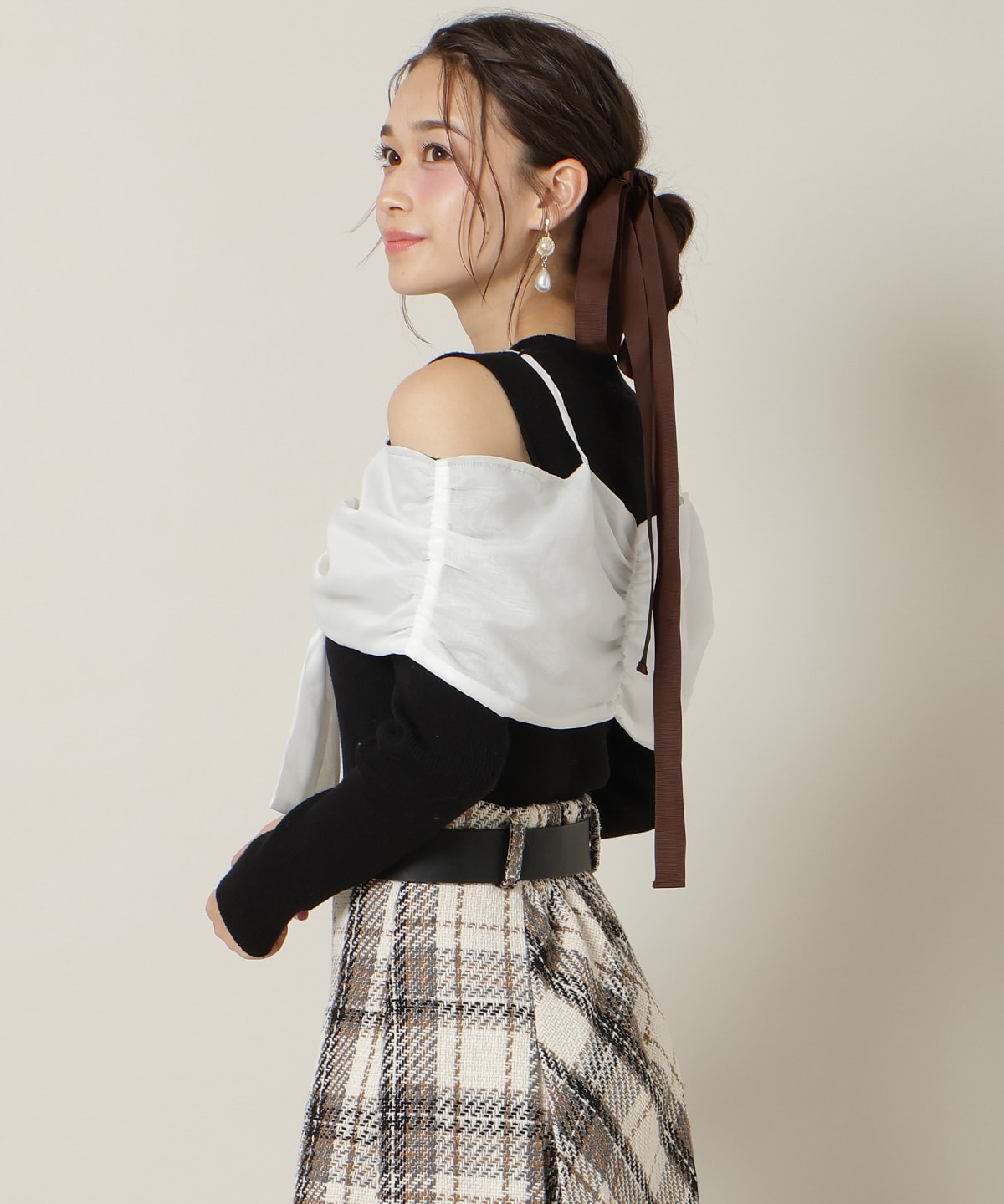 リボンビスチェドッキングリブニット