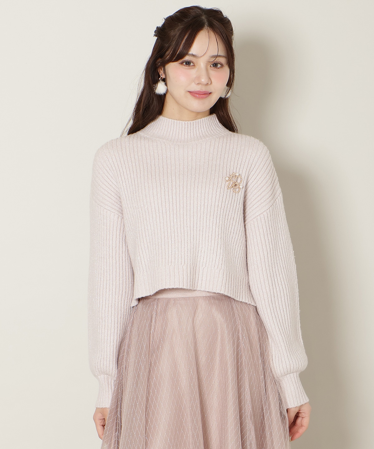 【12/5(fri)10時発売】ブローチ付きクロップドラメニット