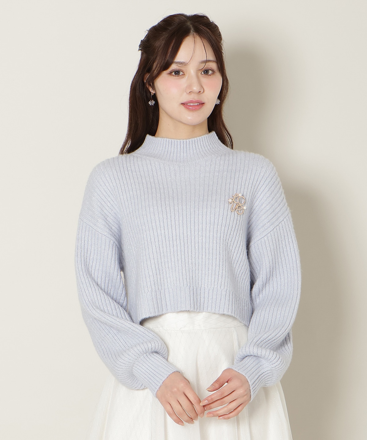 【12/5(fri)10時発売】ブローチ付きクロップドラメニット