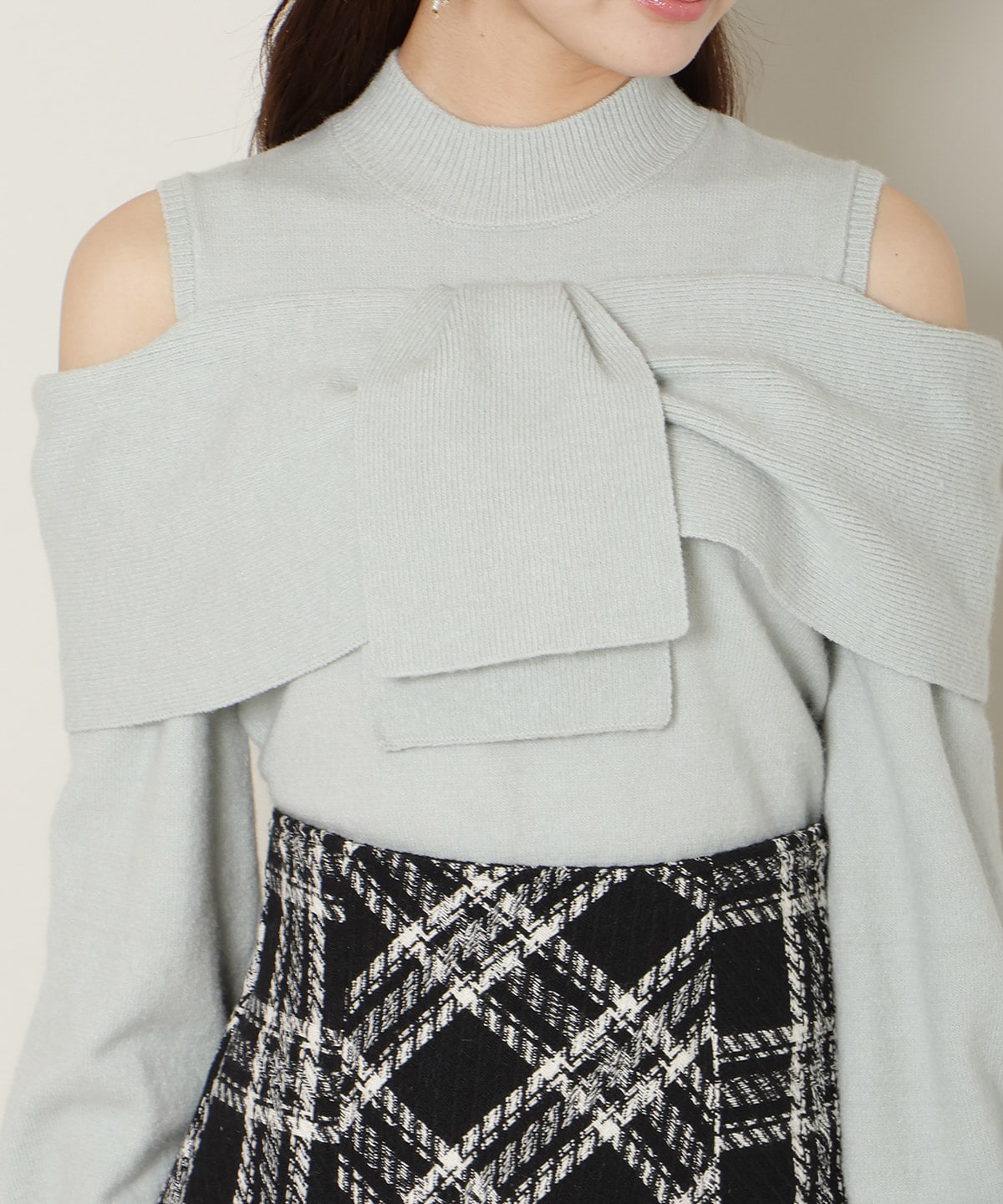 【1/1(thu)10時発売 New Year's Item】ツイストリボンオフショルニット