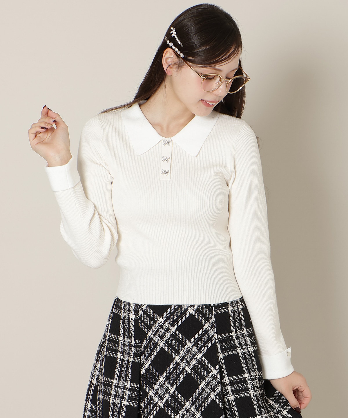 【1/1(thu)10時発売 New Year's Item】ポロカラーリブニット