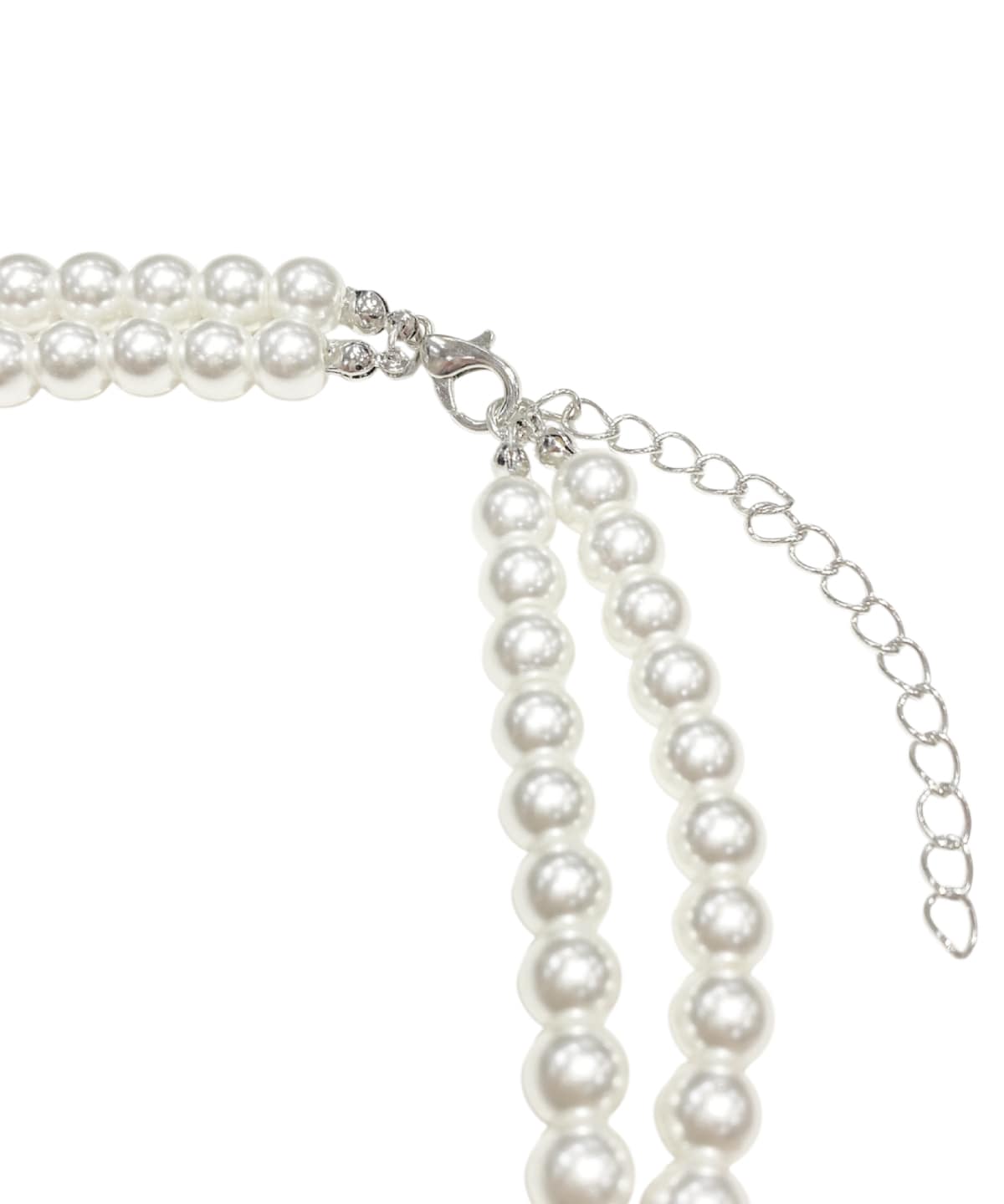 リボンビジュー付きパールネックレス