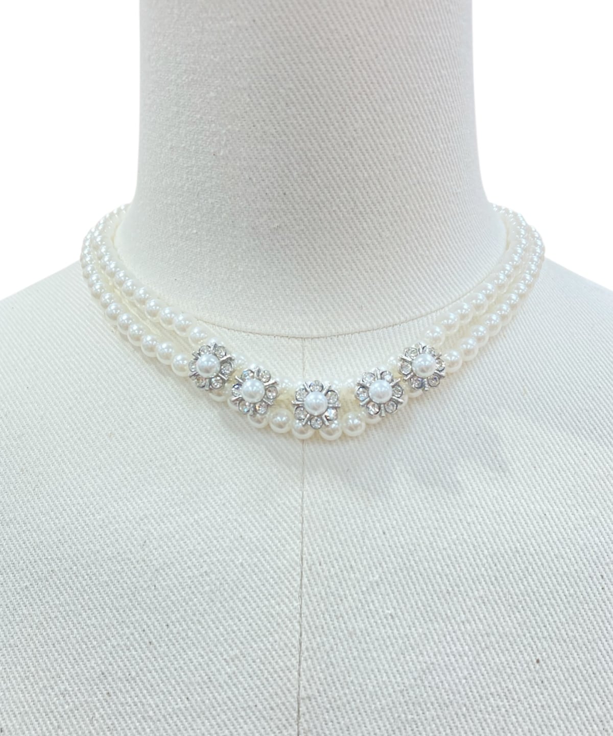 フラワービジューパールネックレス