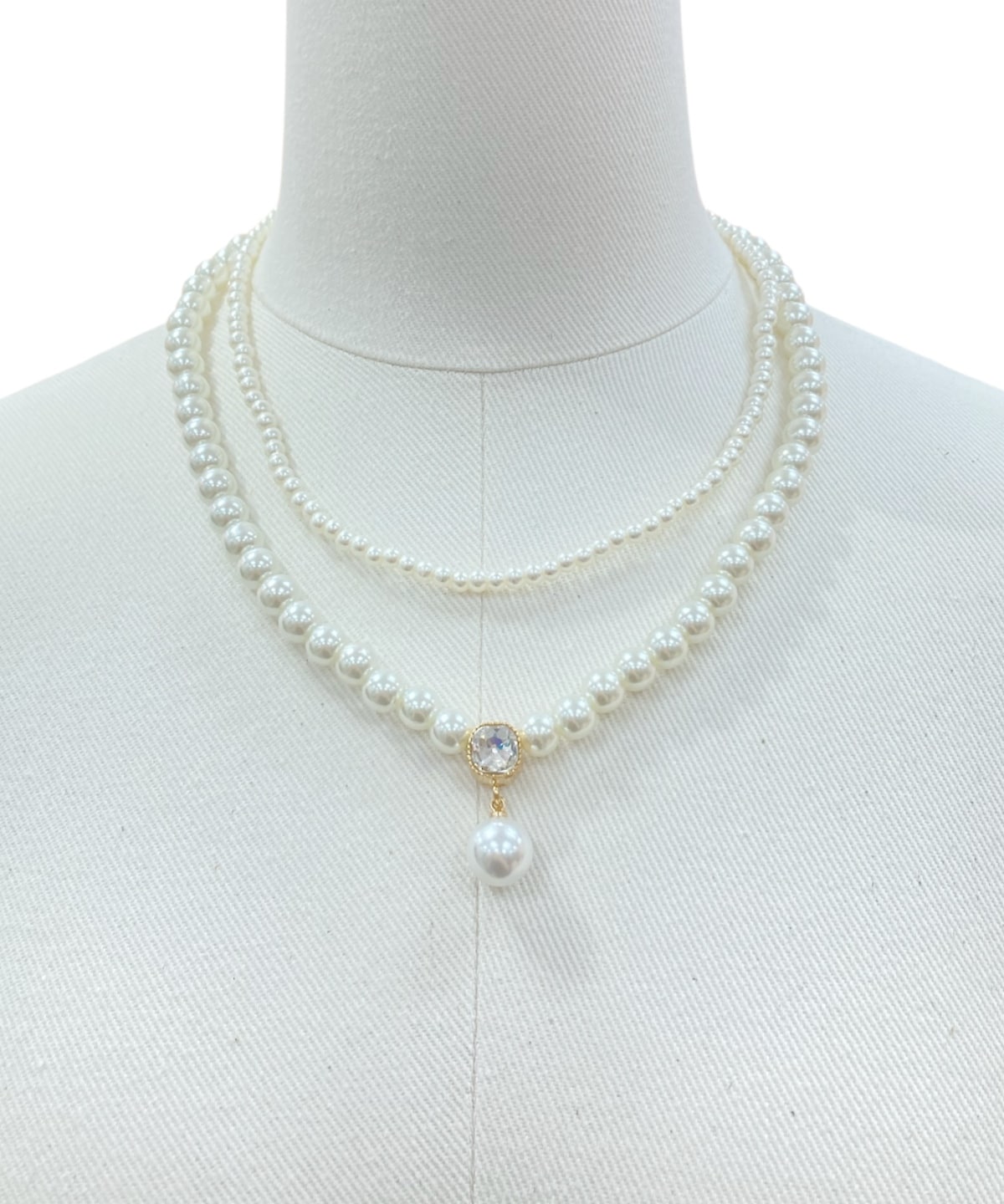 ダブルラウンドパールネックレス