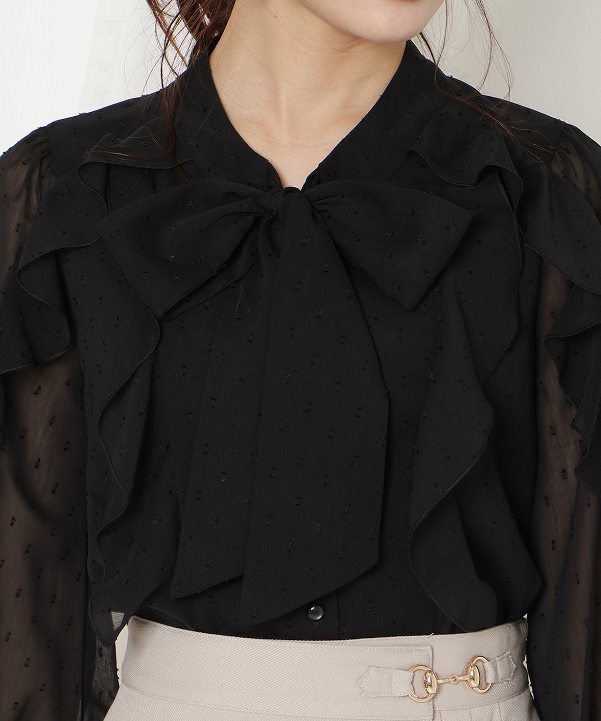 ドビードットフリルブラウス