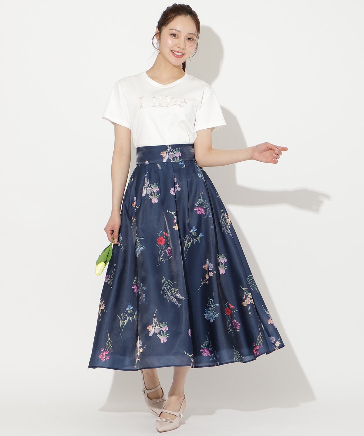 【3/12(thu)10時発売】ボタニカルフラワーシアータックスカート