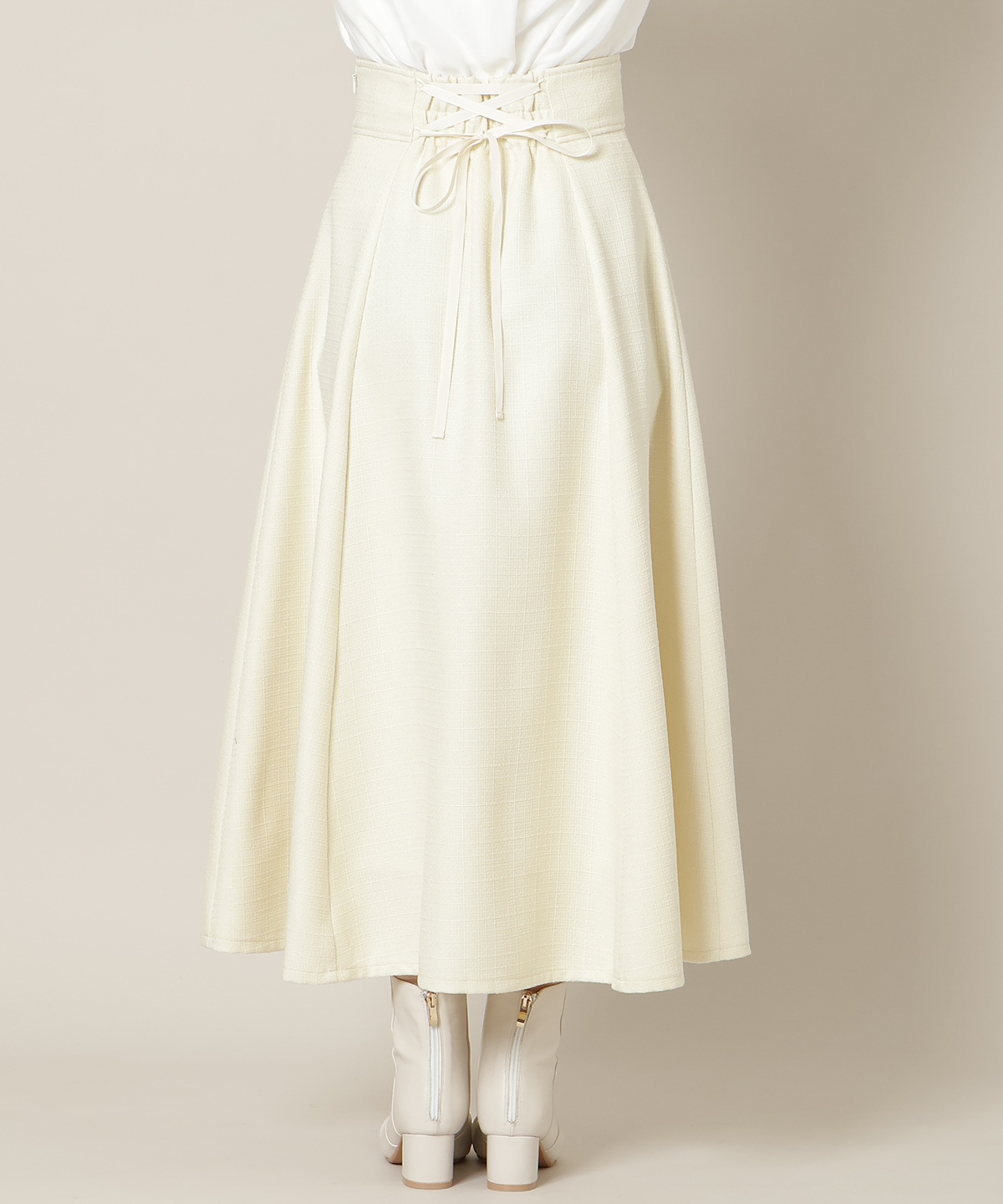 ハイウエストツイードフレアスカート