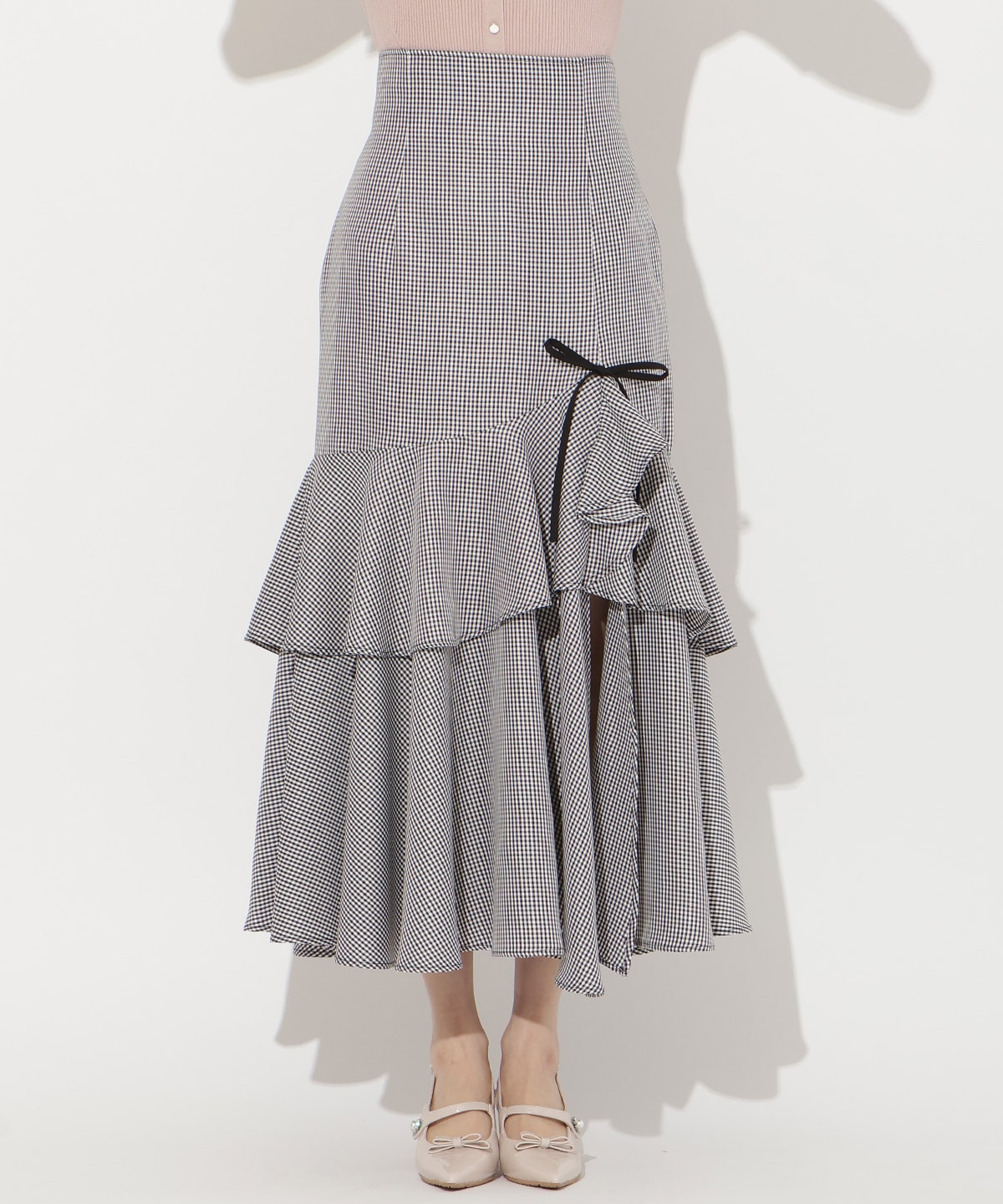 スリットデザインラッフルリボンスカート