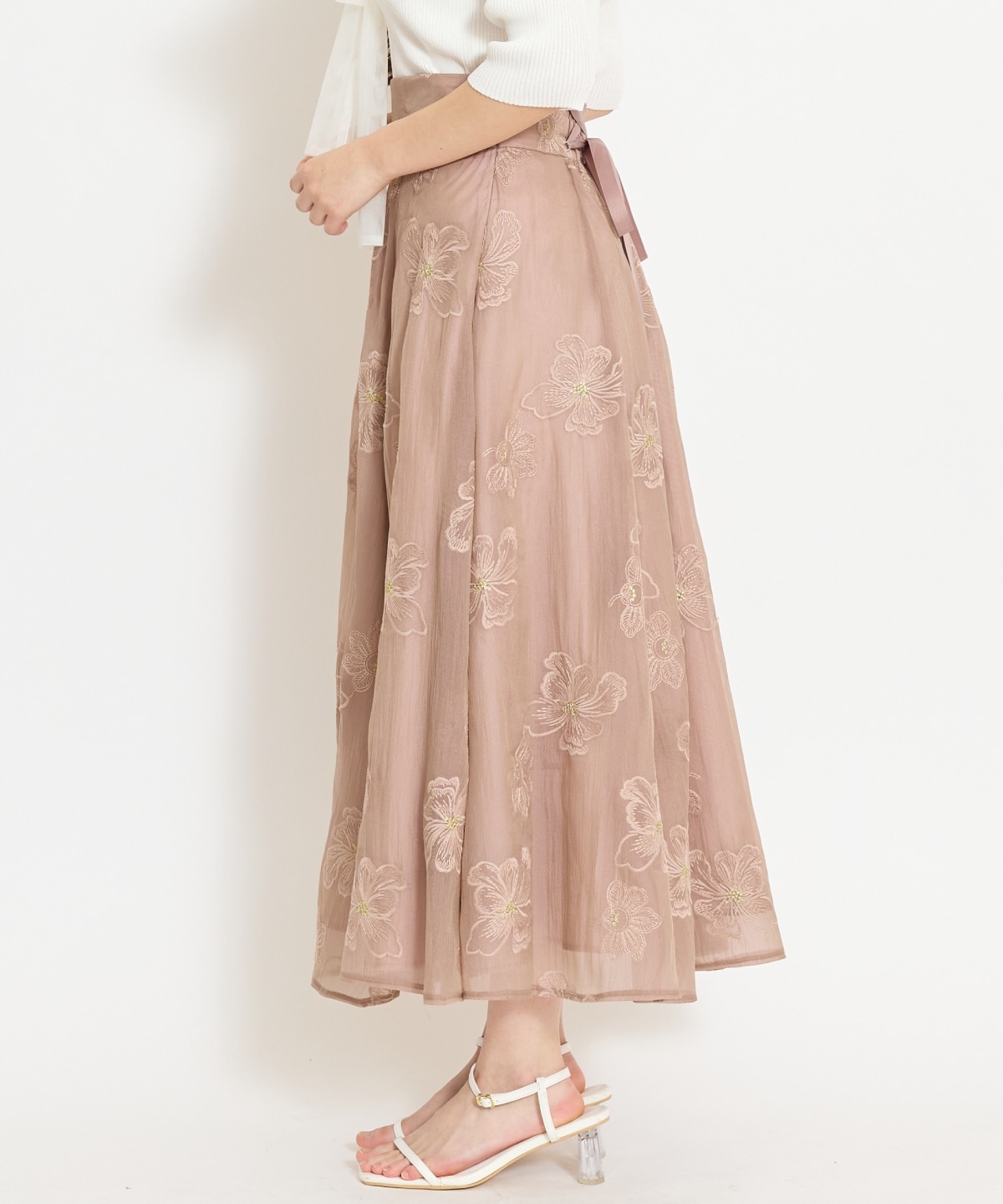 フラワー刺繍シアースカート