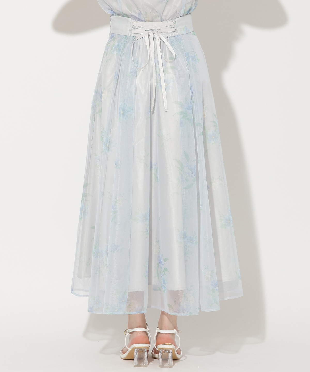 フラワーメッシュタックフレアスカート