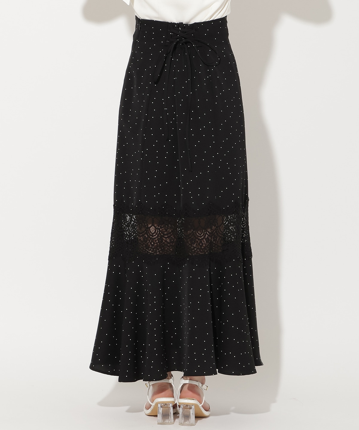 レース切替ドットマーメイドスカート