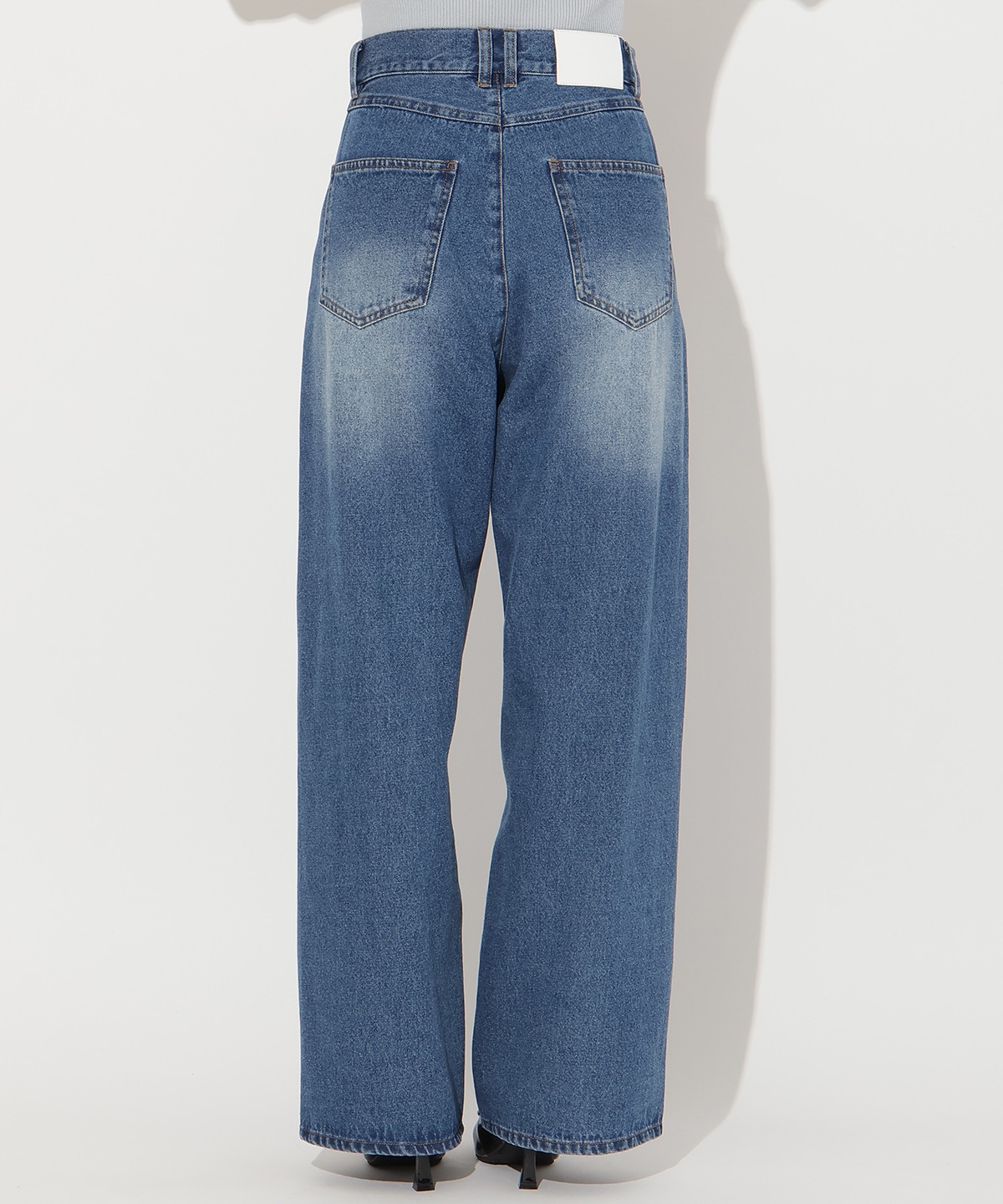 ビジューポケットワイドデニムパンツ