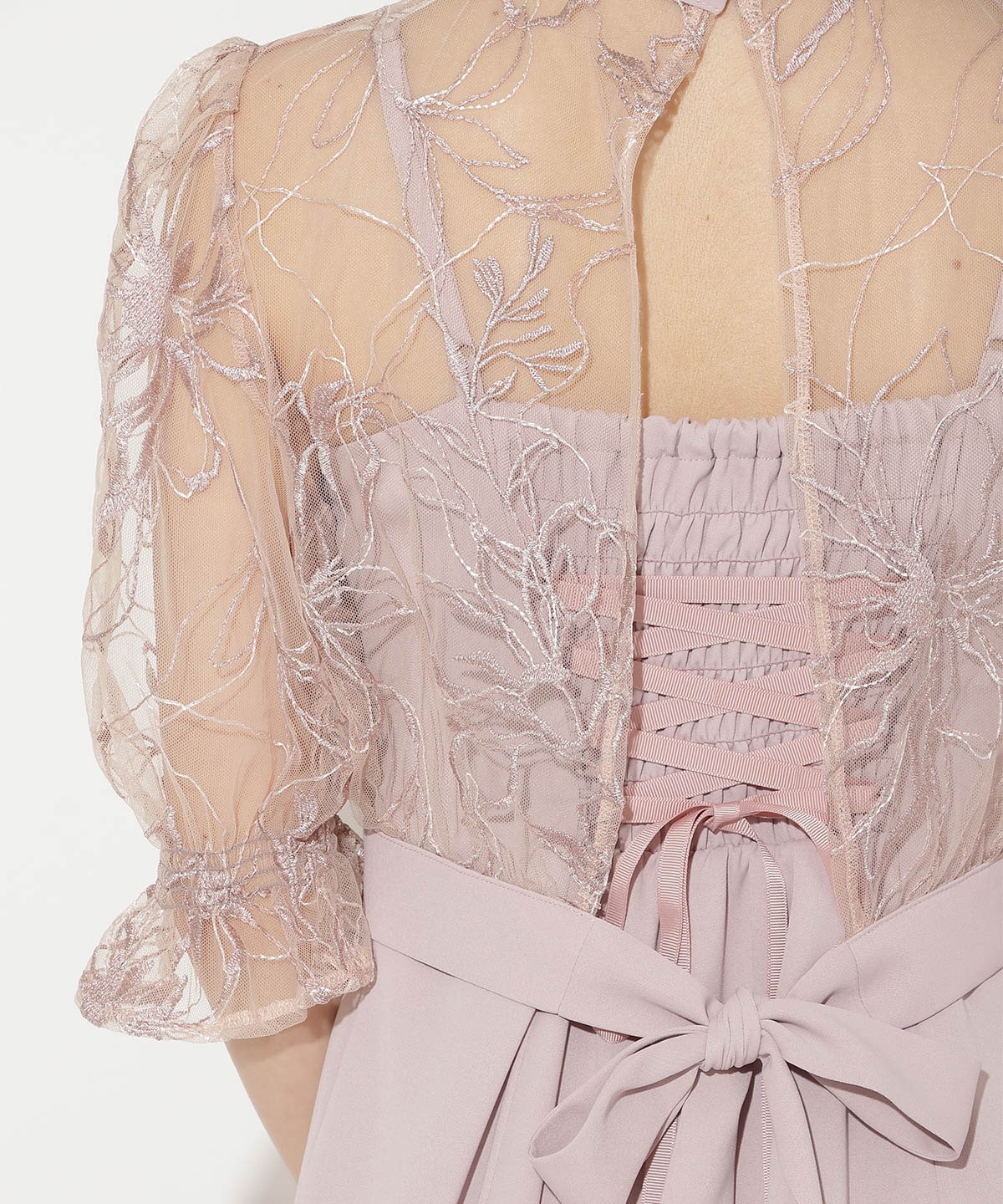 バックウエストリボンブラウス×フレアキャミワンピース