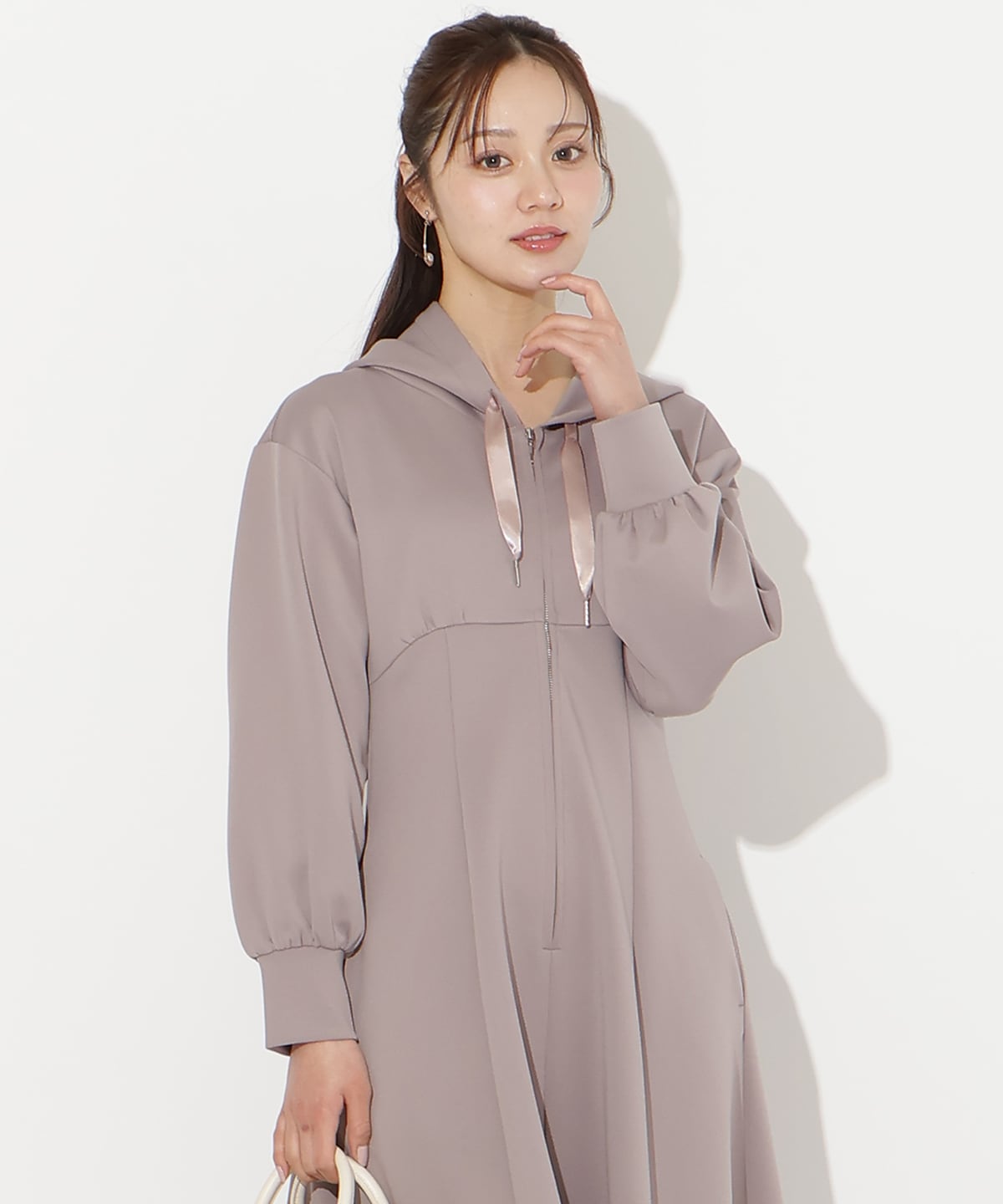 【2/27(fri)20時発売】ハイウエスト切替パーカーワンピース