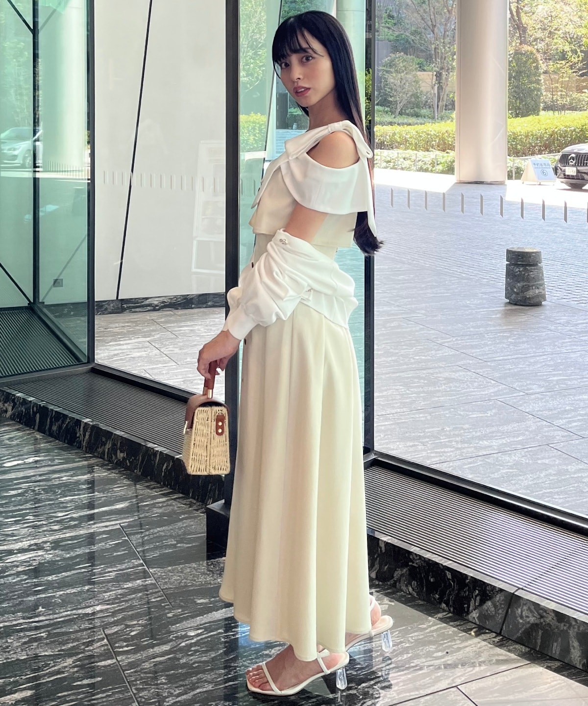 アシメリボンレイヤードワンピース