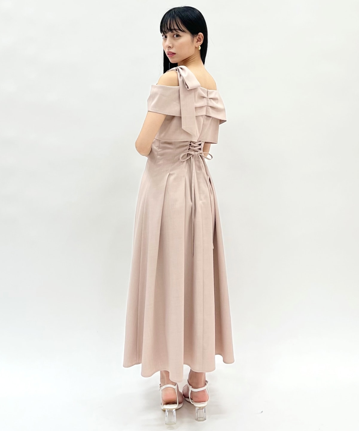 アシメリボンレイヤードワンピース