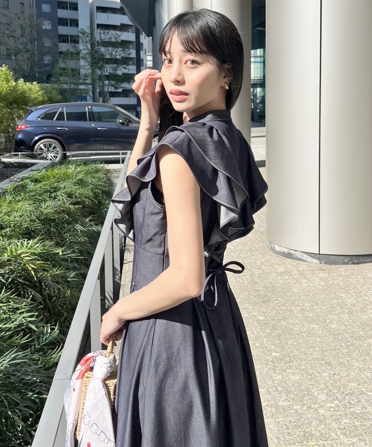 ナローリボンラッフルフリルワンピース