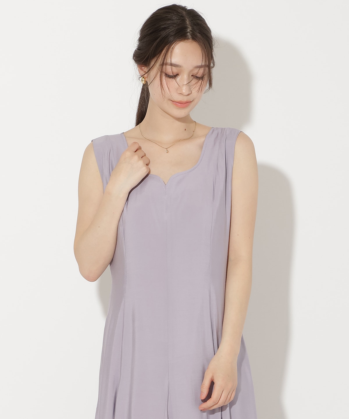 バックリボンノースリーブAラインワンピース