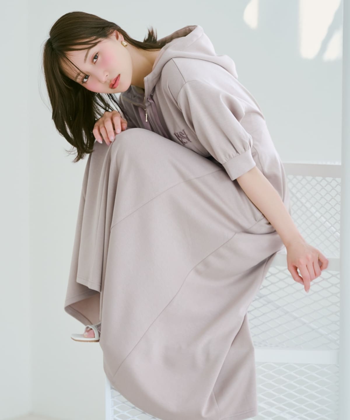 【5/14(thu)10時発売】ハイウエスト切替パーカーワンピース