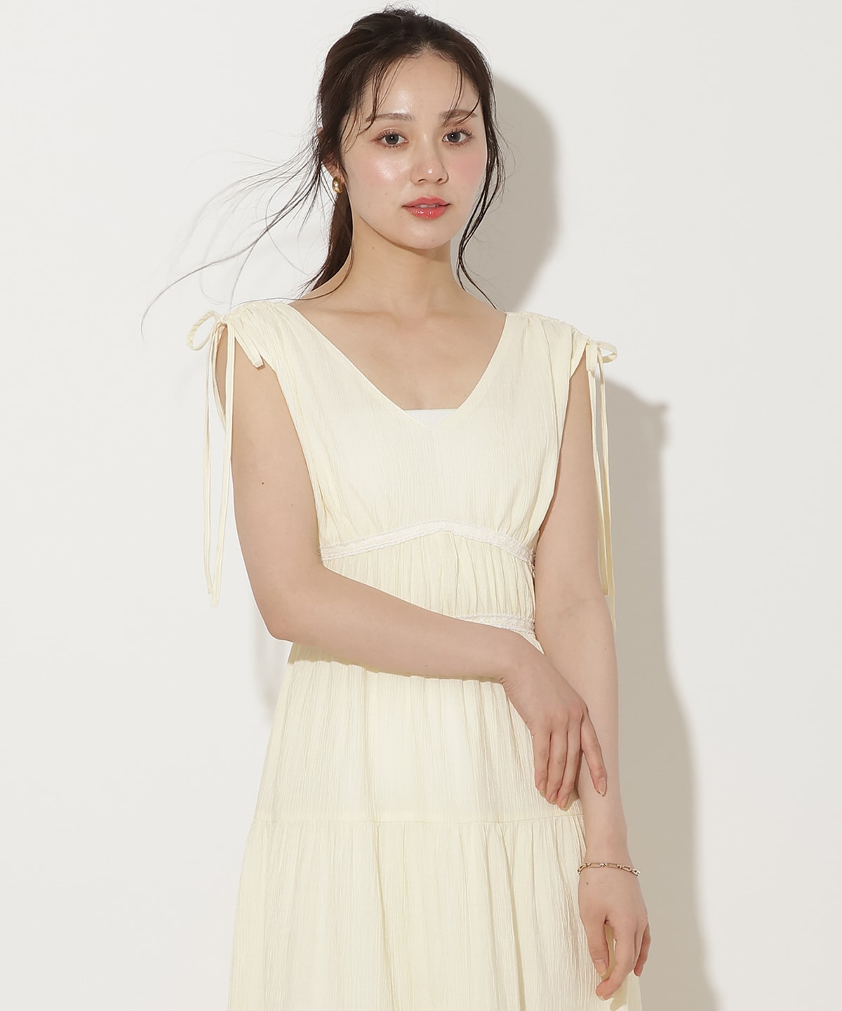 【6/11(thu)10時発売】ドロストショルダーティアードワンピース