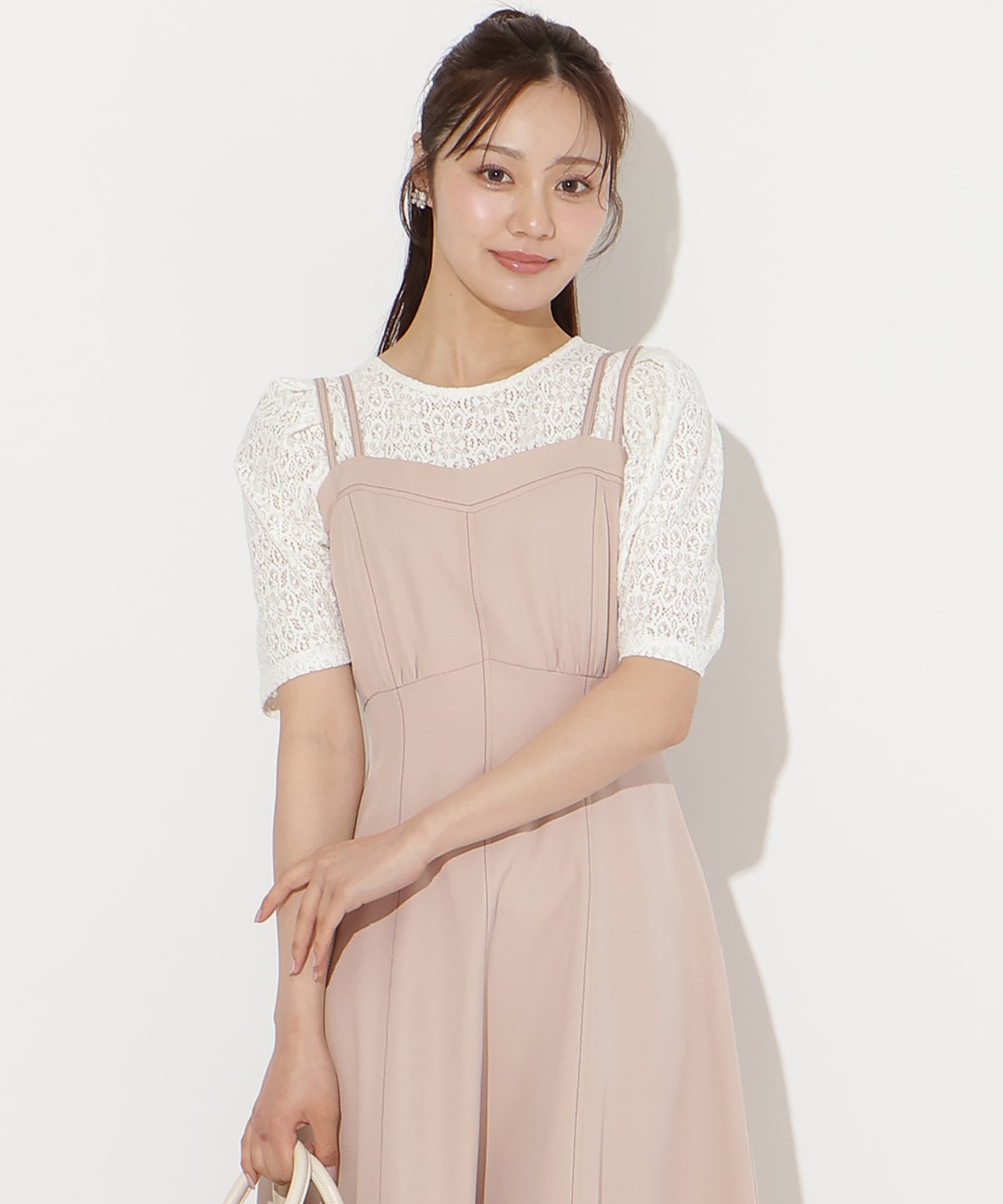 ステッチデザインフレアキャミワンピース