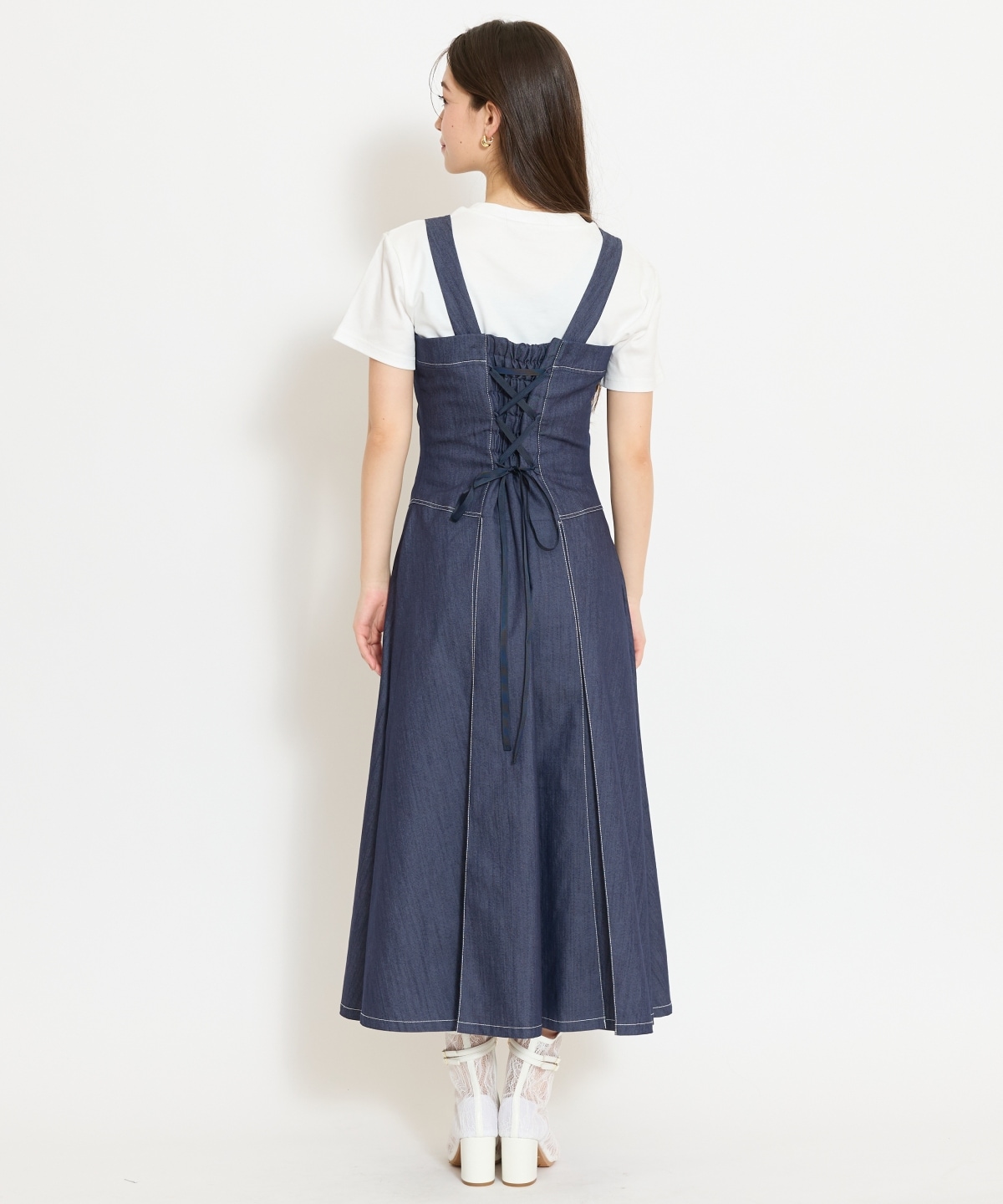 ステッチデザインフロントZIPワンピース