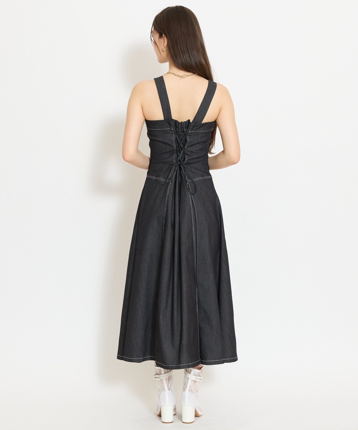 ステッチデザインフロントZIPワンピース