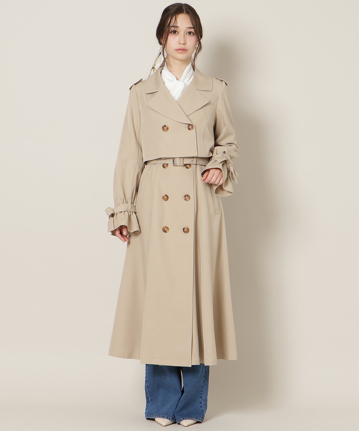 リボンスリーブ3WAYトレンチコート