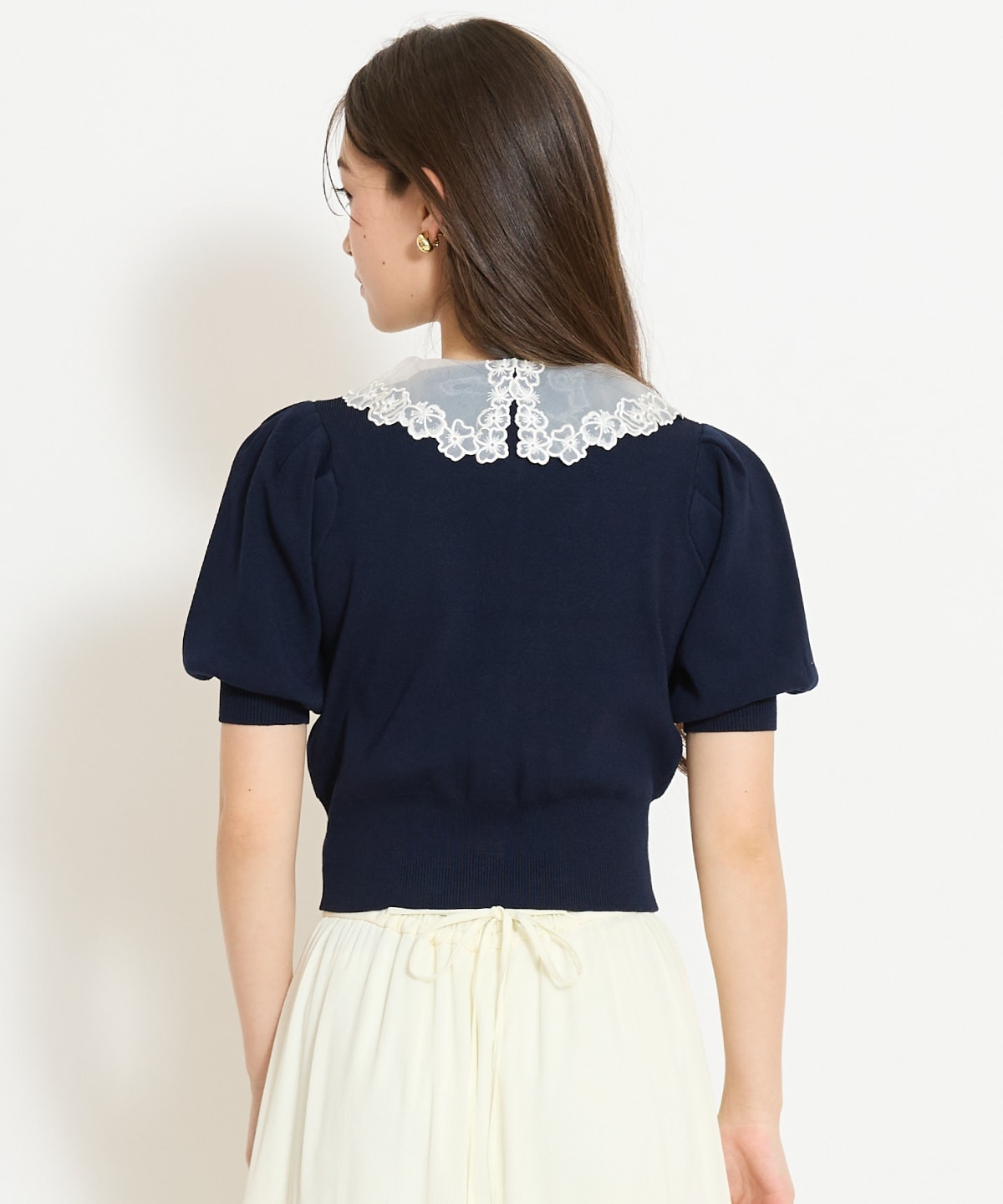 シアーレースカラーカーディガン