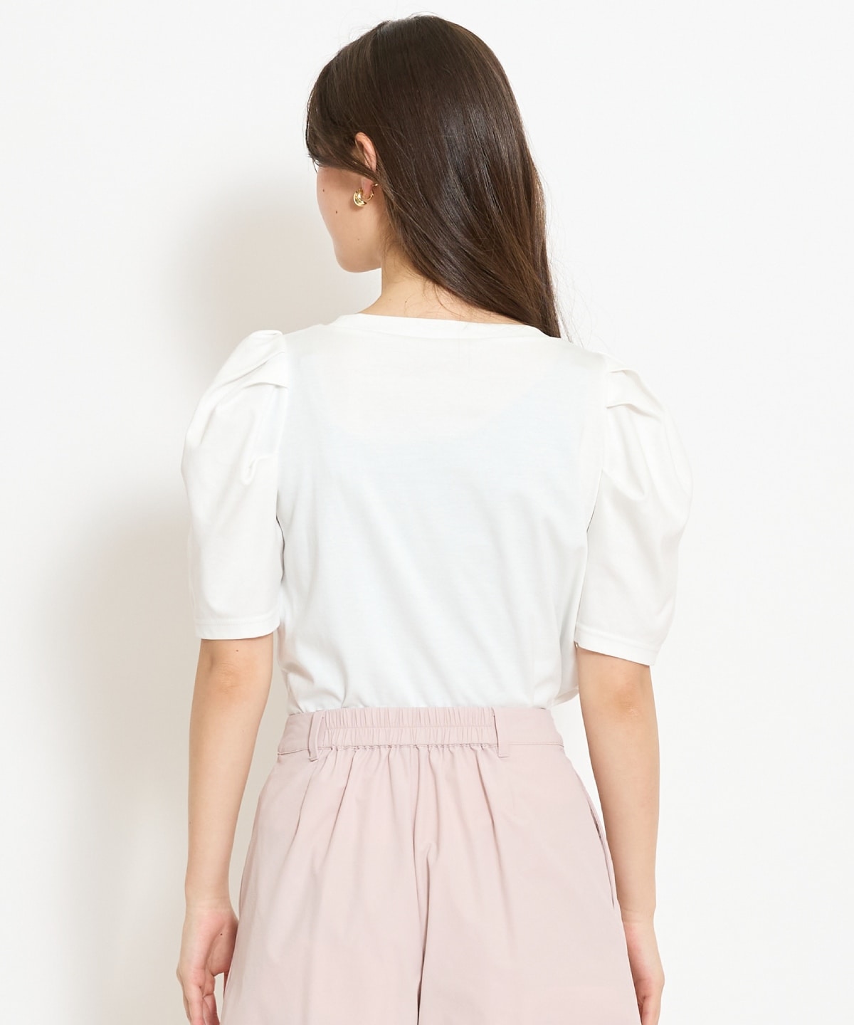 ロゴ刺繍タックスリーブTシャツ