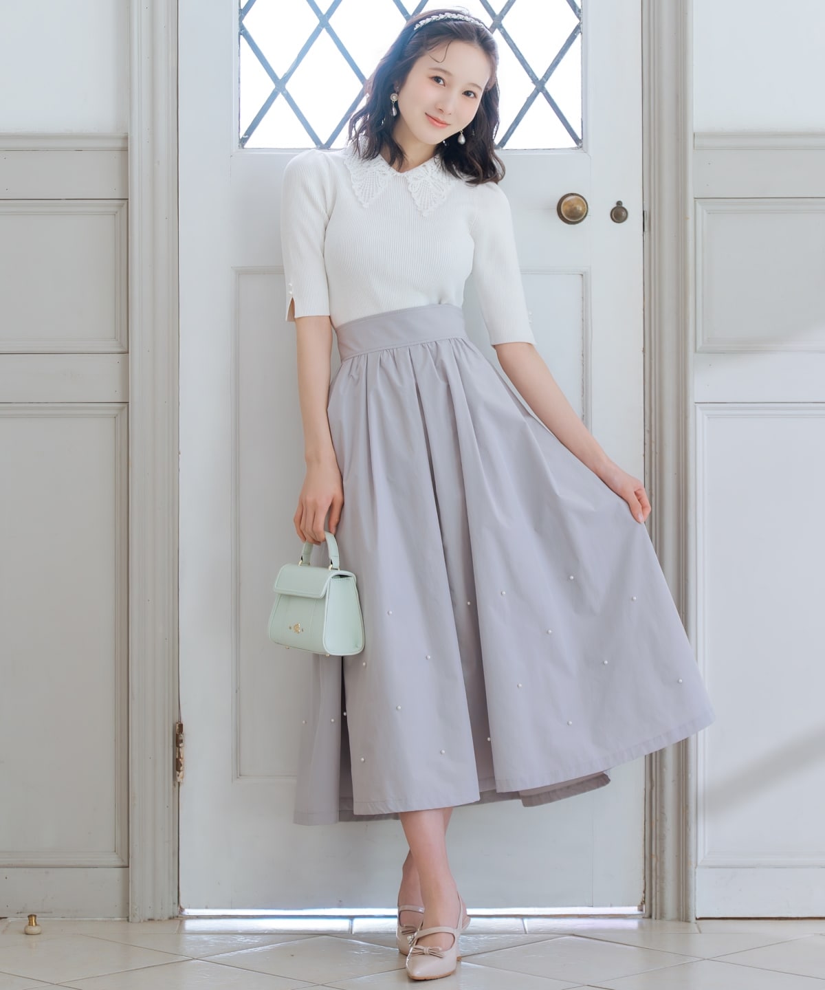 【2/27(fri)発売】リボンレースカラーリブニット