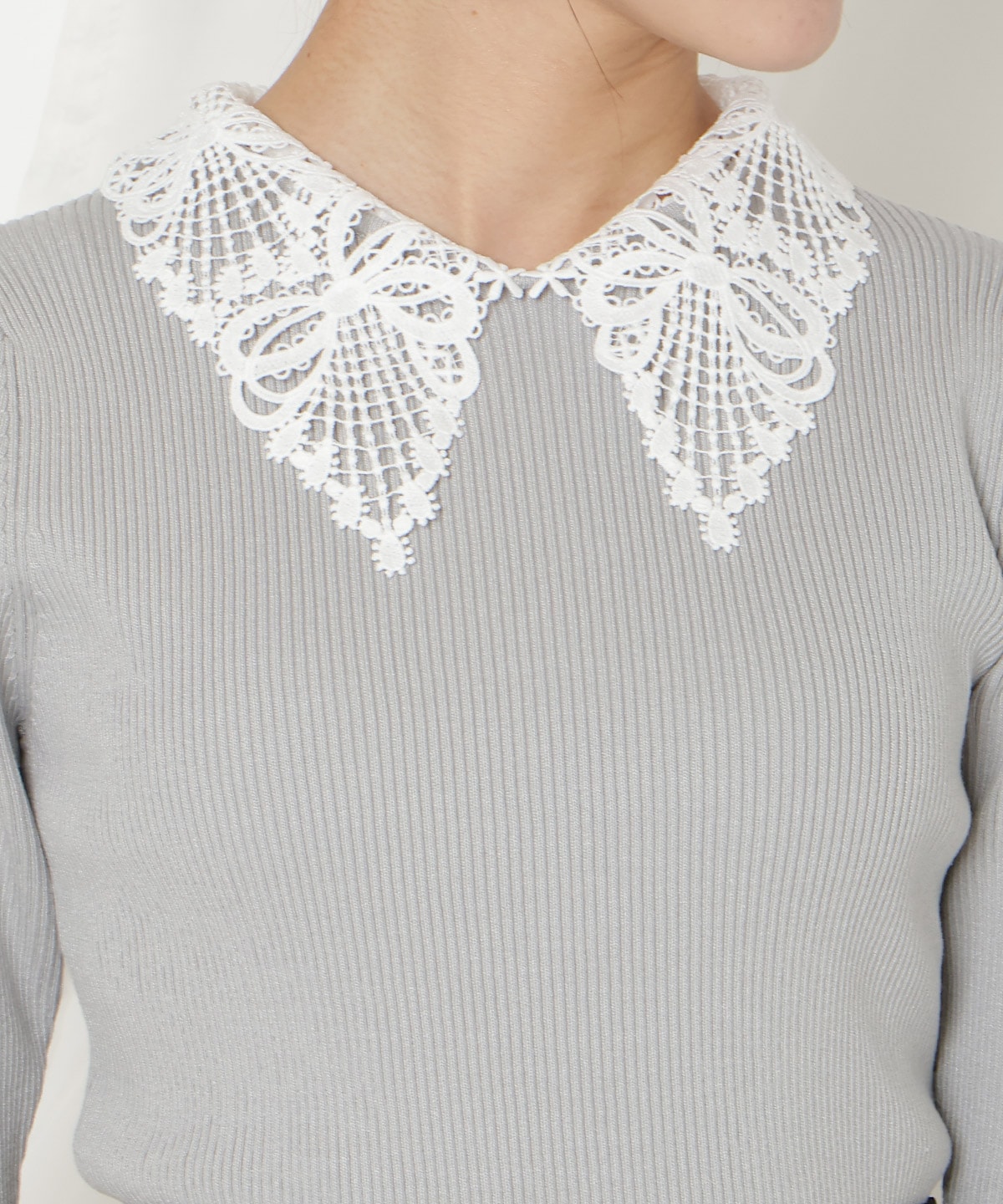 【2/27(fri)発売】リボンレースカラーリブニット