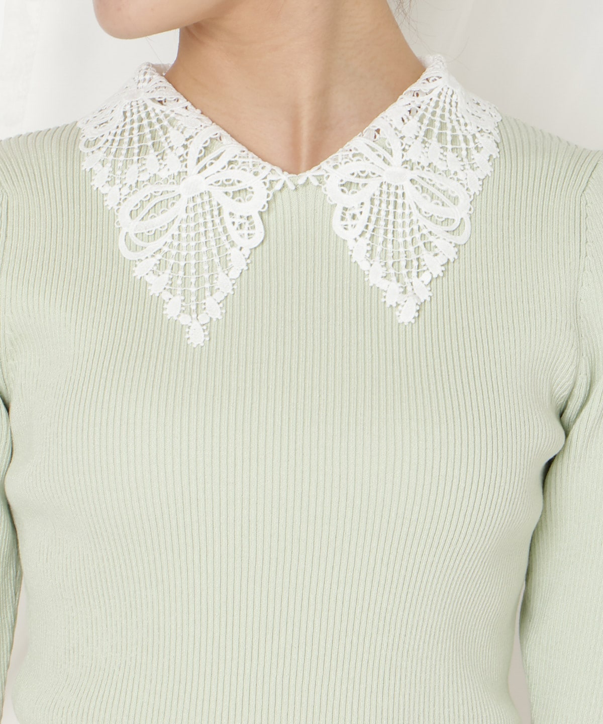 【2/27(fri)発売】リボンレースカラーリブニット