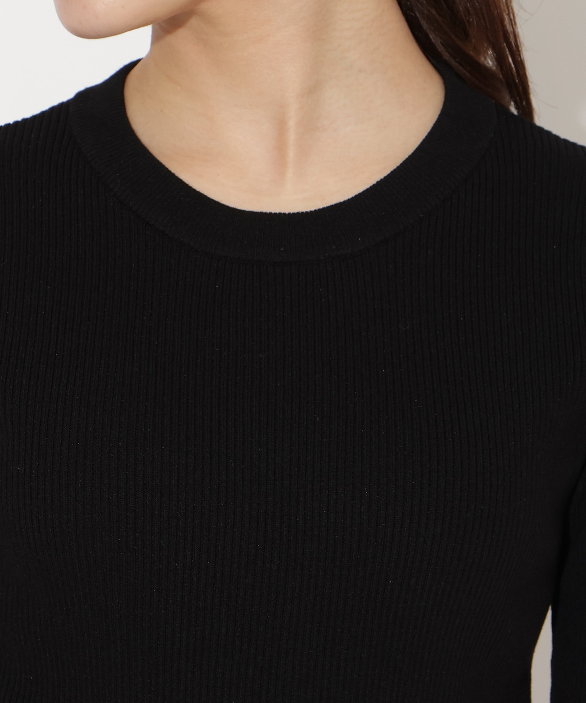 袖口リボンリブニット