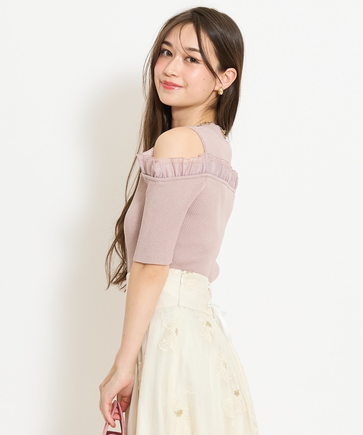 フリルレイヤードリブニット