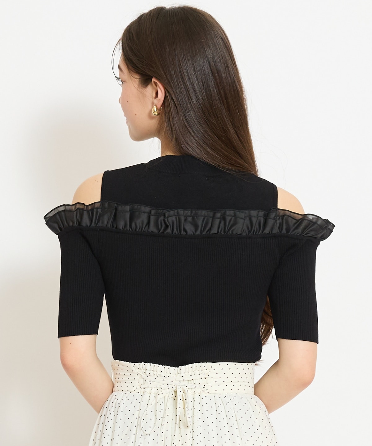 フリルレイヤードリブニット