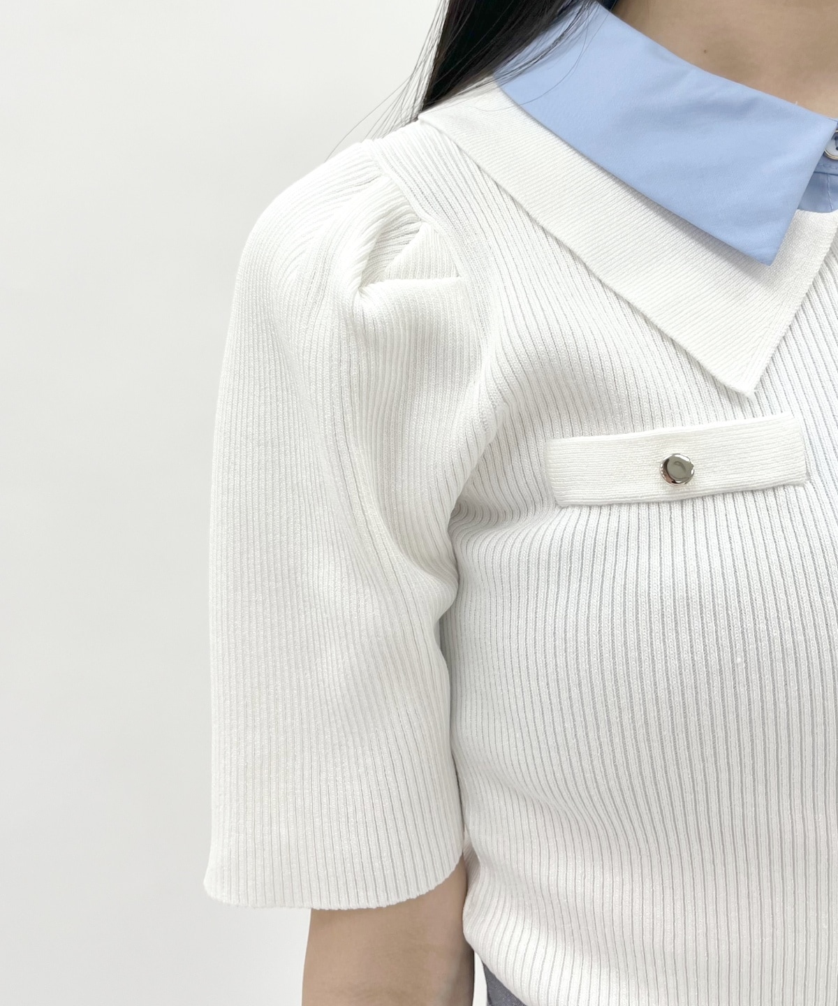 レイヤードカラーリブニット