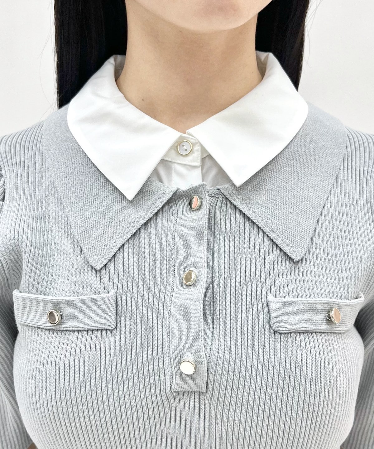 レイヤードカラーリブニット