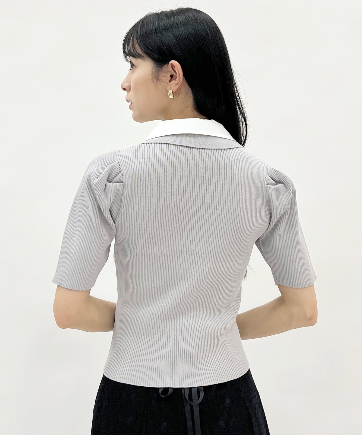 レイヤードカラーリブニット