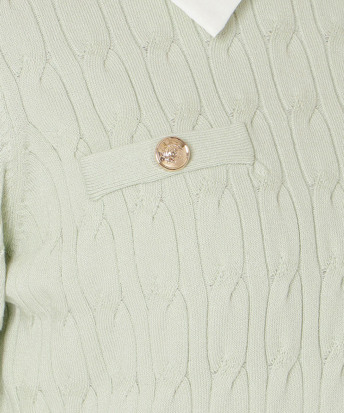 リボンカフスドッキングケーブルニット