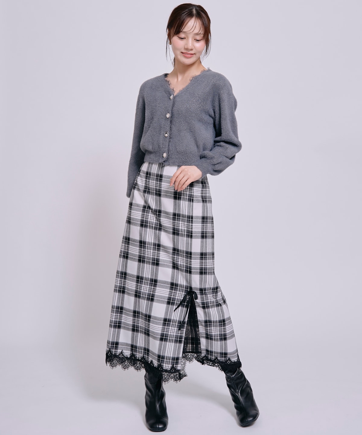 レースヘムIラインスリットスカート