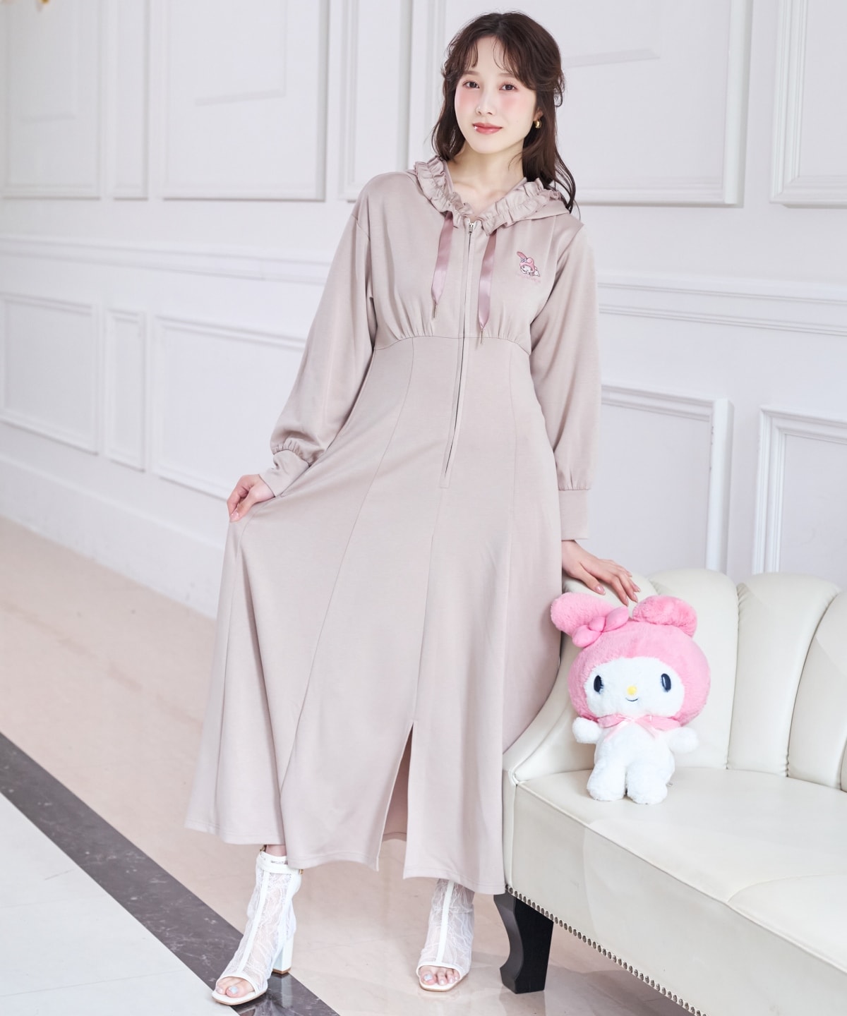 【9/17(thu)10時発売】WILLSELECTION×マイメロディ&クロミ 刺繍フリルフードパーカーワンピース