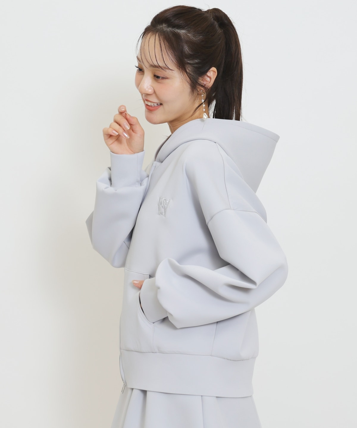 【セットアップ対応】ロゴ刺繍オーバーサイズフーディ
