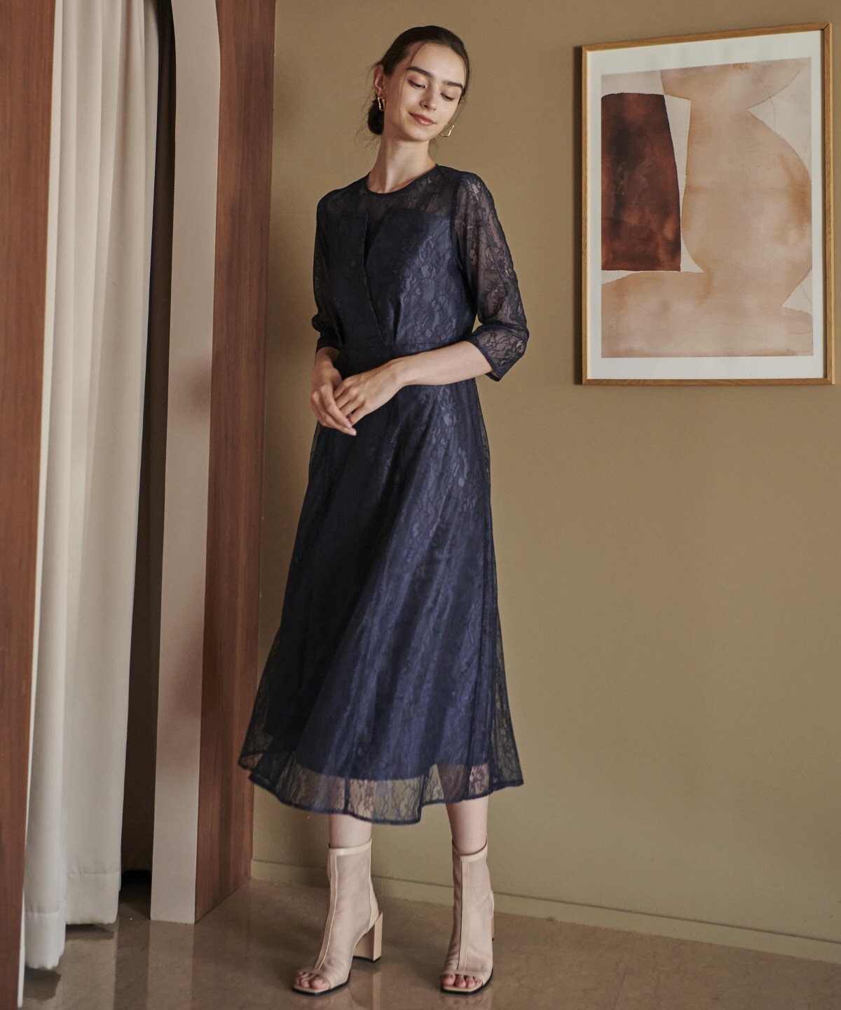 総レースベアトップ風ドレス M ネイビー And Couture 公式オンラインショップ バーンデストローズ