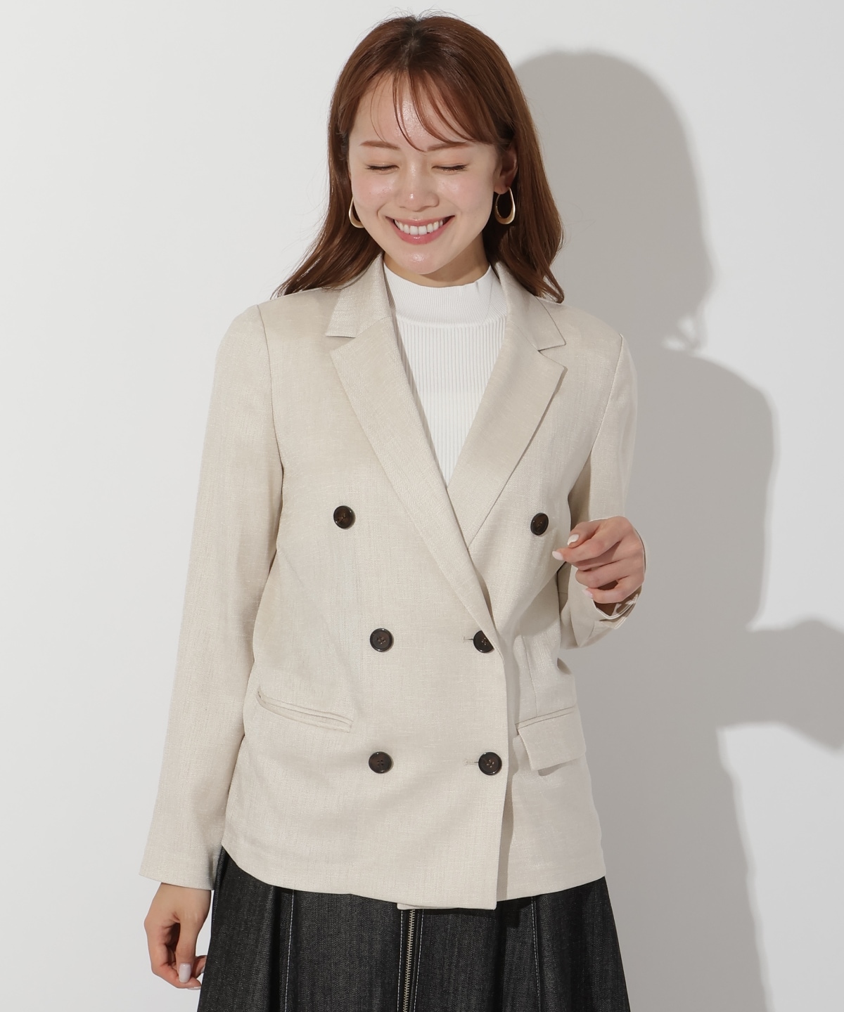 麻調テーラードジャケット