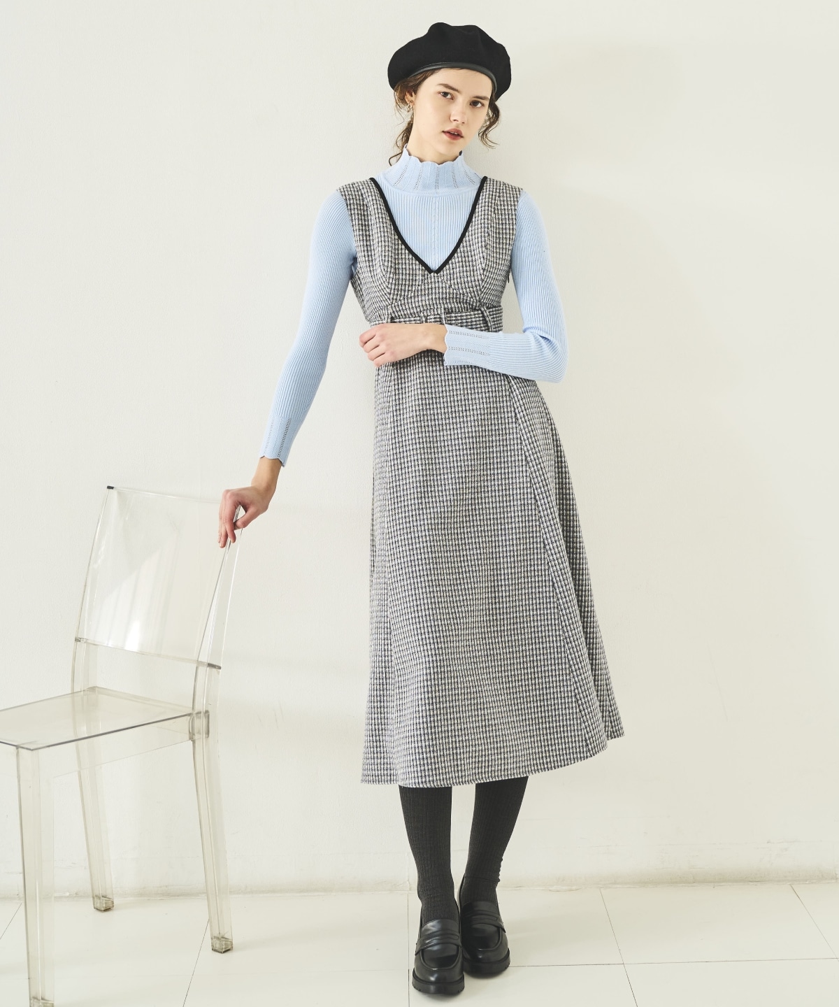 ラメツイードVネックジャンスカ