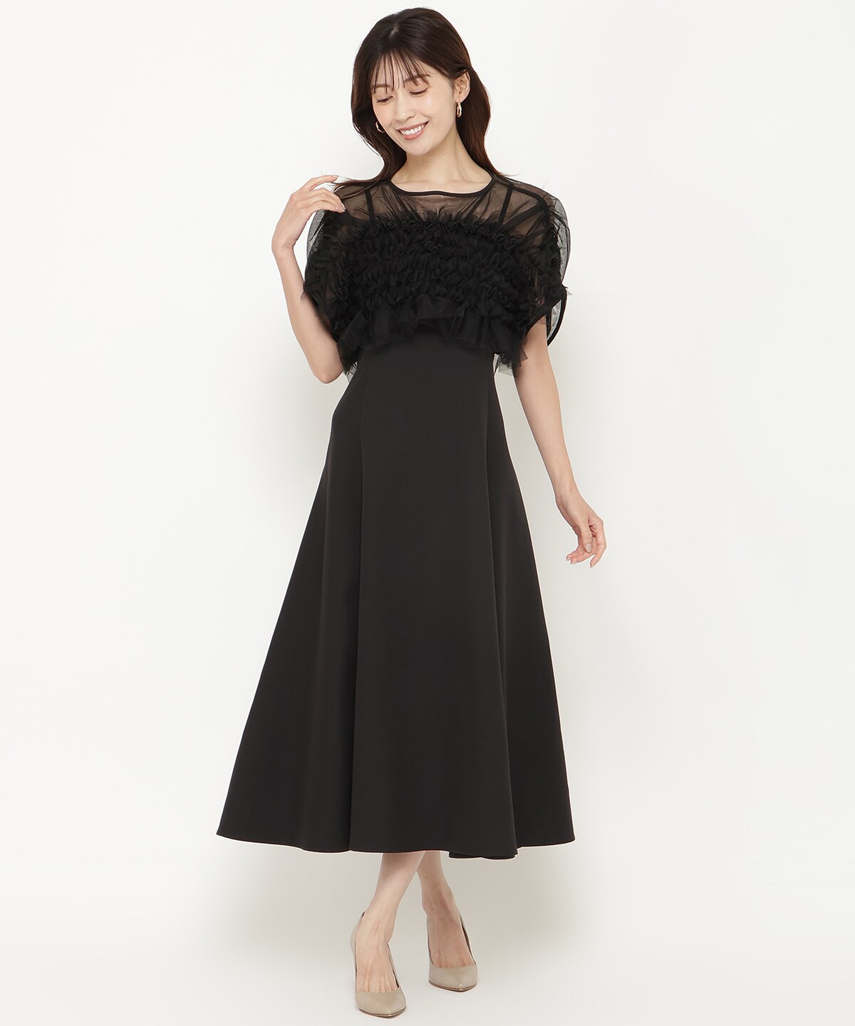 アンド クチュール チュールフリルドレス アンドクチュール AND COUTURE チュールフリルドレス （ブラック